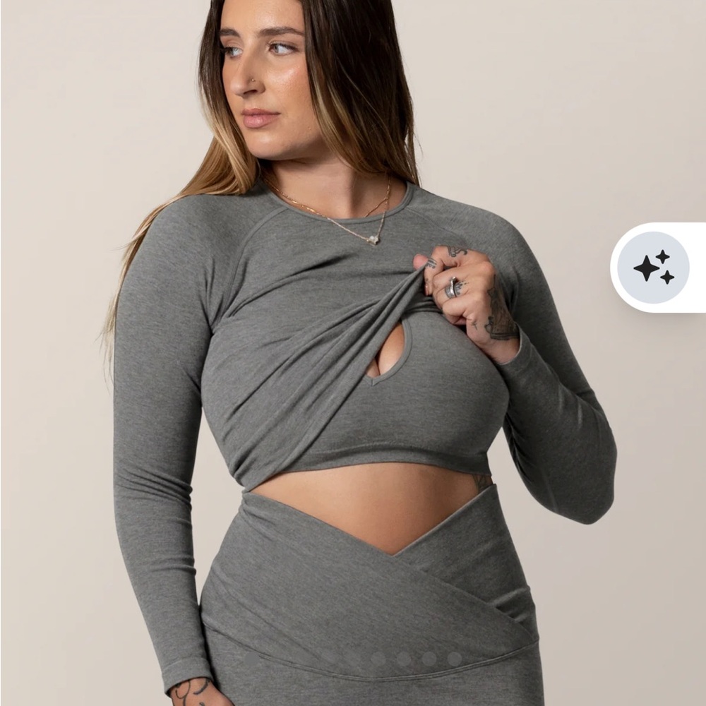 Kindred Bravely Sublime® Bamboo Maternity & Nursing Cropped Long Sleeve Top NWT